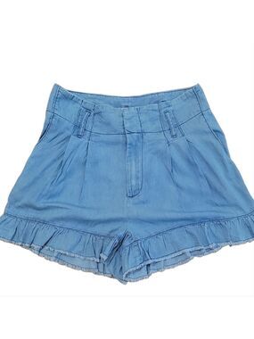 Sincerely Jules High Waist Chambray Blue Shorts with Ruffle Hem Size Small EUC